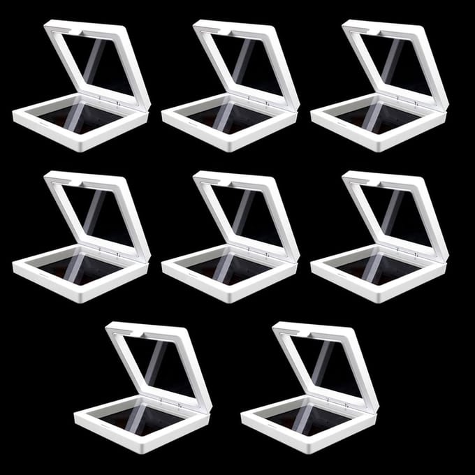 3D Floating Display Case voor Sieraden, 8-delige Organizer met Ondersteunende Basis voor Elegante Presentatie van Sieraden