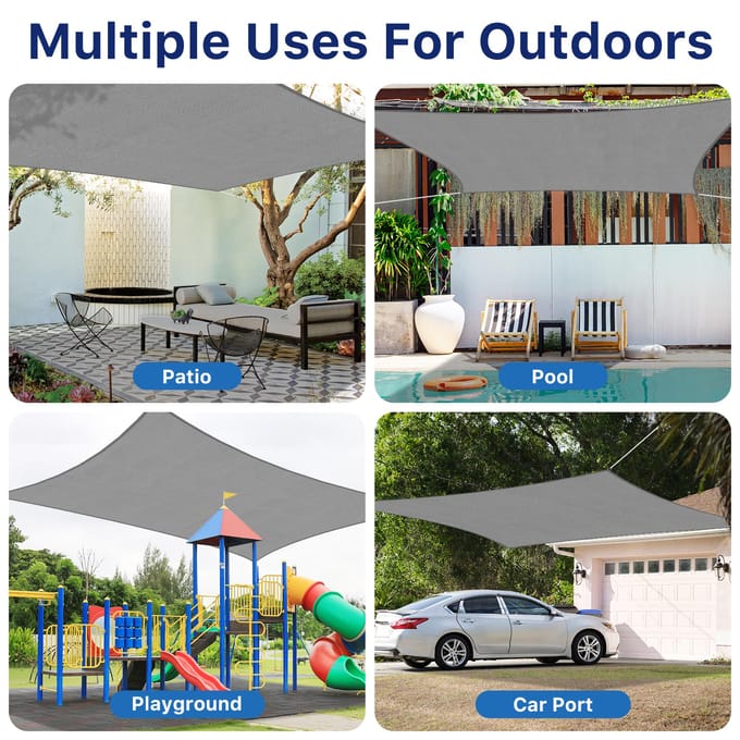 Zonnescherm Zeil 3*3M/3.6*3.6M Waterdicht Vierkant Luifel Zonwering UV Blok Kampeertarp Luifel Terrasoverkapping Buiten Multifunctioneel 2x2M