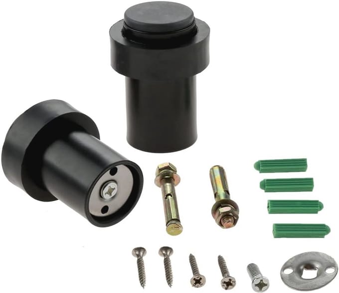 Deurstopper RVS - 2X Zware Vloer Gemonteerde Deurstoppers met Rubber Buffers