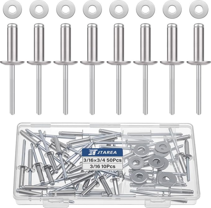 Blindklinknagels 4,8x20 mm RVS met sluitring en koepelkop 60 stuks