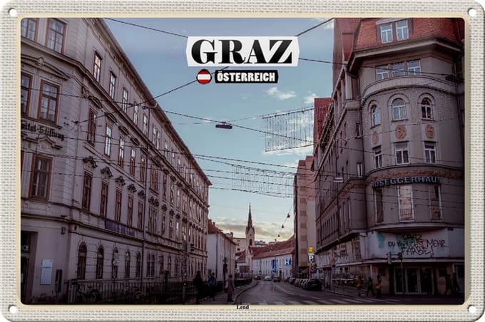 Blechschild Reise Graz Österreich Lend Stadt 30x20cm