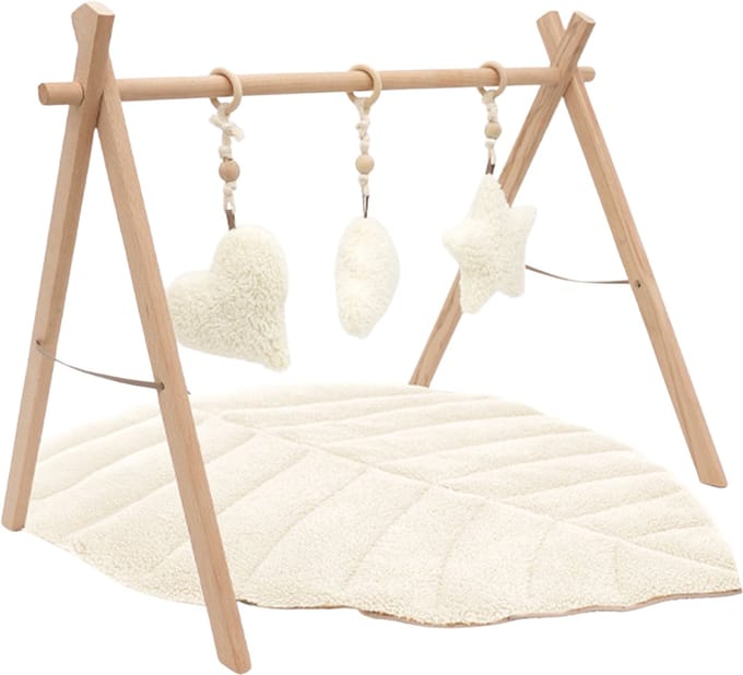 Babygym en Speelkleed MorDesign Leaf Wood Teddy White