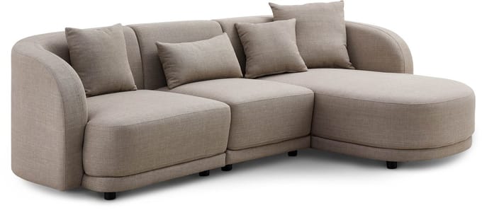 MASSIVMOEBEL24.DE hoekbank beige 100% polyester 260x165x72 cm SOFAS deels gemonteerd