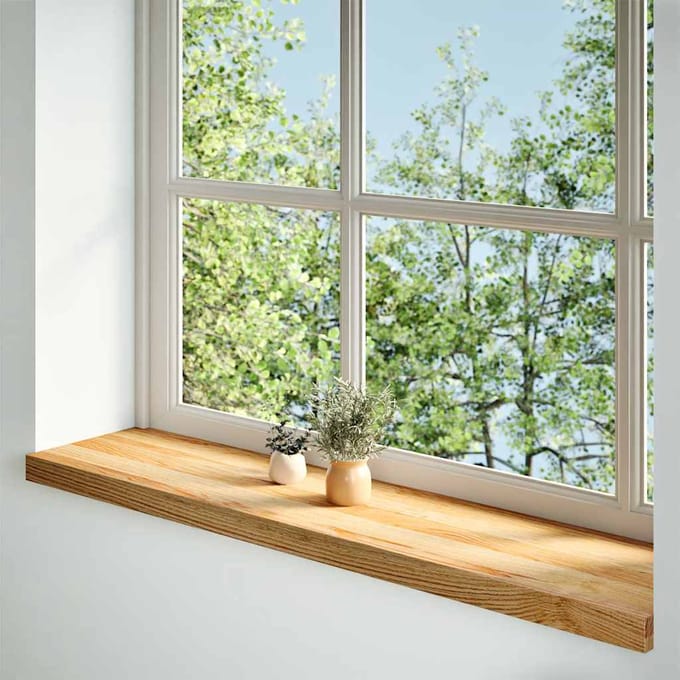 vidaXL - Vensterbanken - 2 - st - 100x25x2 - cm - massief - eikenhout - lichtbruin