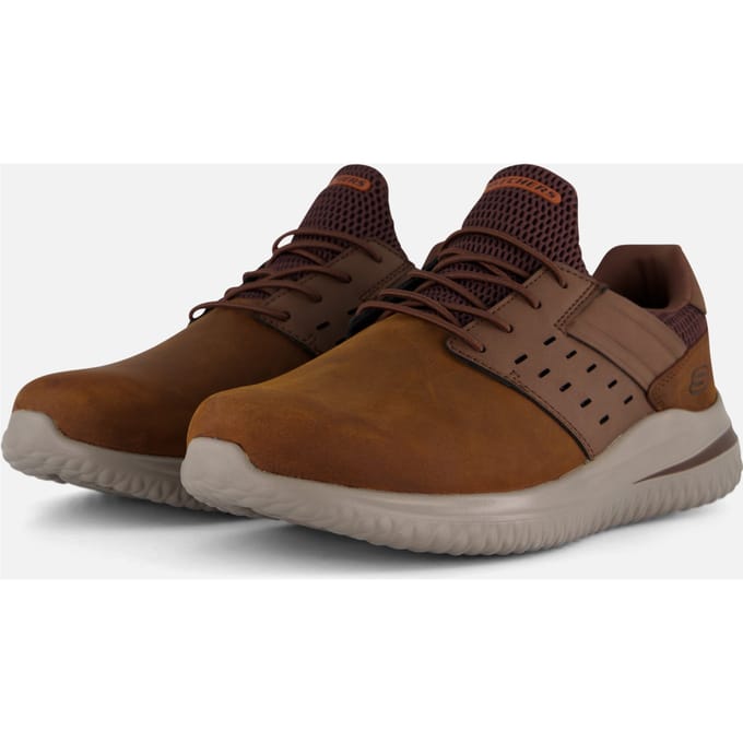 Skechers Delson 3.0 Ezra Instappers bruin Leer - Maat 45