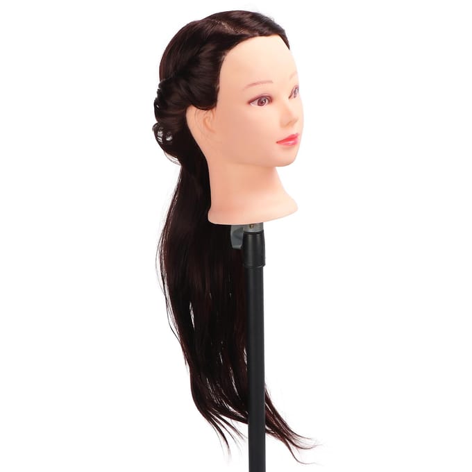 Kapsel Mannequin Hoofd Kapsel Styling Training Vlechten Oefenpop Hoofd met Klemstandaard black