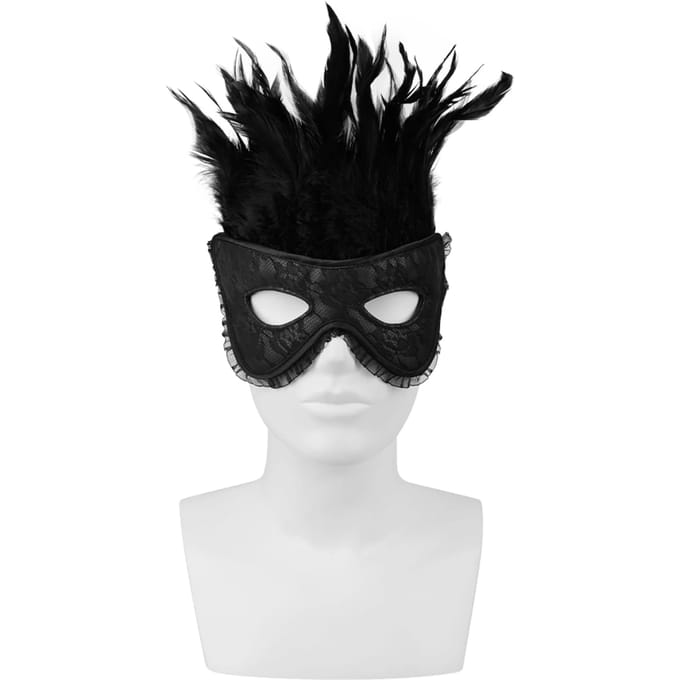 Rimba - Burlesque Masker Met Veren - Zwart