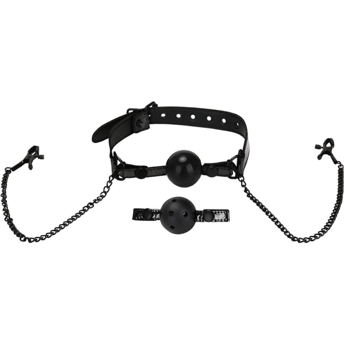 Ball gag met tepelklemmen Whipsmart - - Zwart