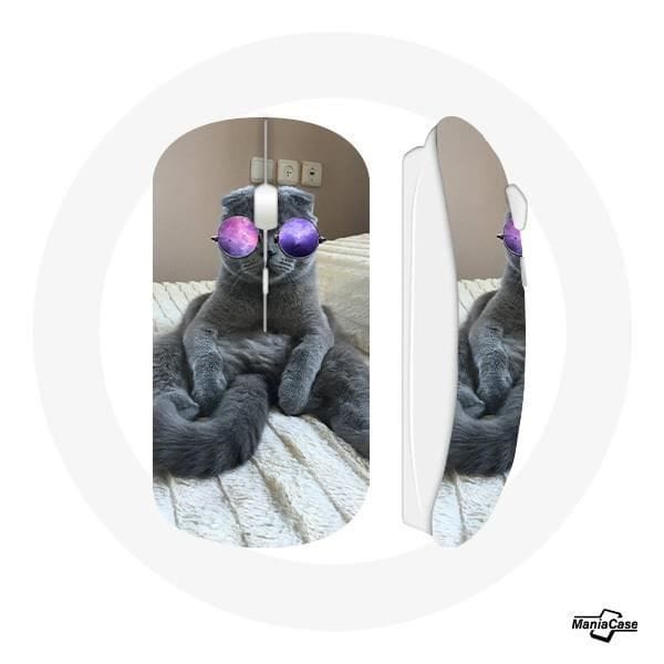 Souris Sans Fil Chat avec Lunettes de vue violettes