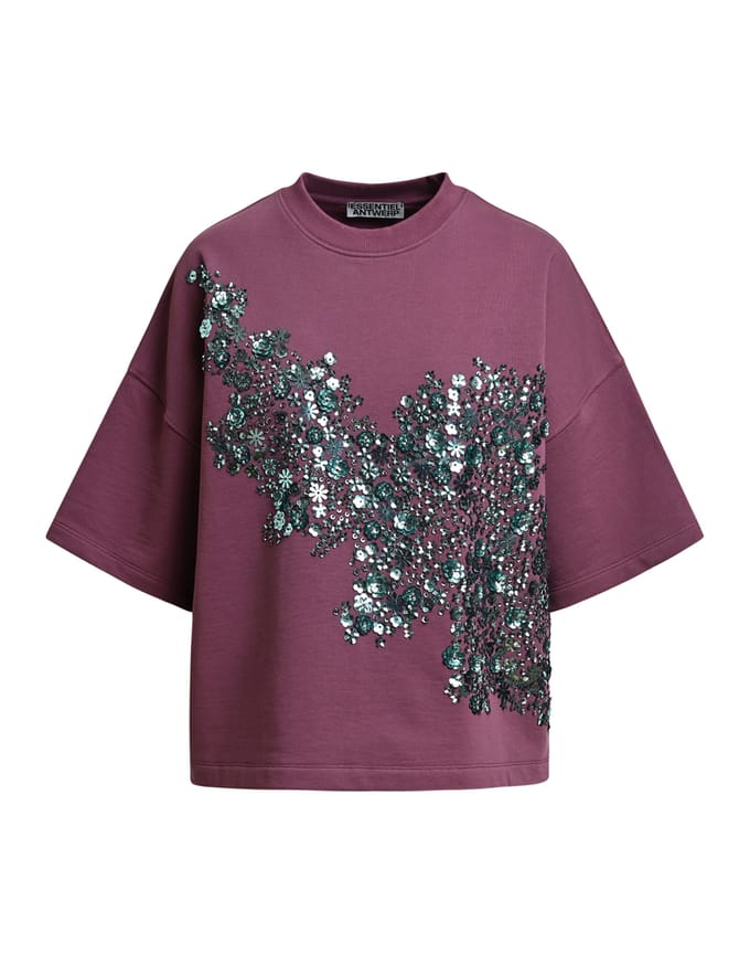Essentiel Antwerp Short Sleeve Sweatshirt Sweaters Bordeaux Kalani