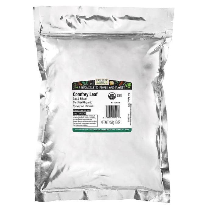 Frontier Co-Op, Organic Comfrey Leaf, Chopped Leaf, 453G (16Oz) brown