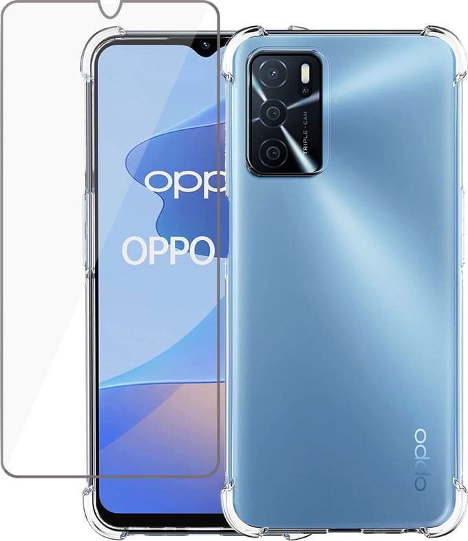 Geschikt voor Oppo A16/A16s Hoesje + Screenprotector - Transparant Case met Cover Glas