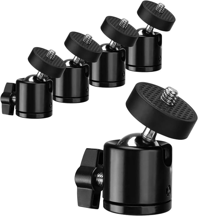 Mini Tripod Hoofdset van 5, 360° Draaibare Balhoofd, Geschikt voor Statief, Monopod en Camera Accessoires