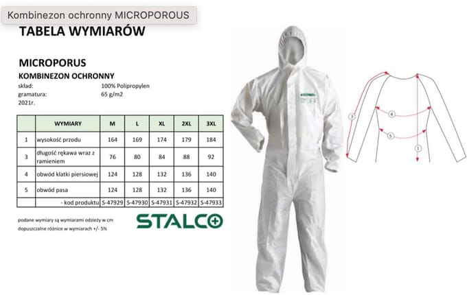 Stalco Wegwerpoverall Wit L – Microporeus & Ademend – Type 5/6 Bescherming – Stof- & Spatdicht