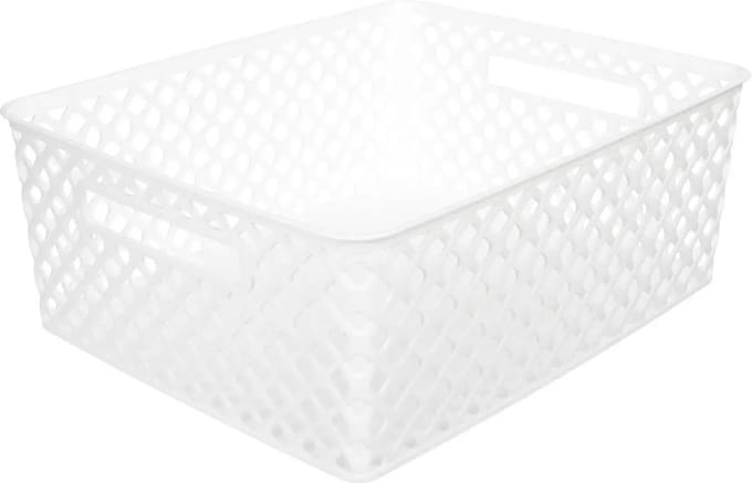 5Five Opbergmand/box van kunststof - wit - 29 x 35 x 13 cm - 11 liter