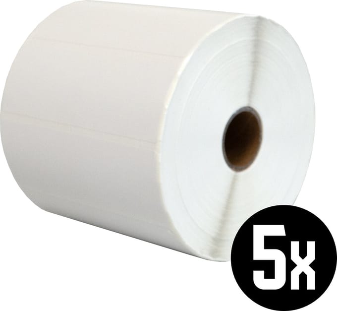 DULA Compatible Zebra Labels 100x35mm - 2000 etiketten per rol - kern 25mm - Wit - Permanent - 5 rol