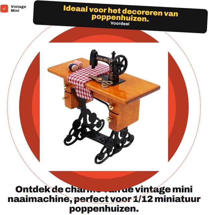 Dailygoody - Vintage Mini Naaimachine - Poppenhuis Accessoires