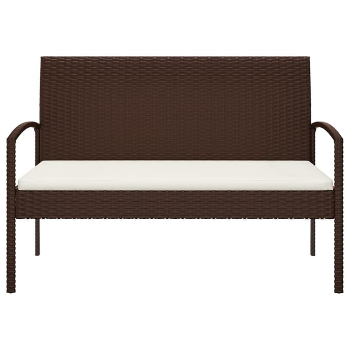 vidaXL - Tuinbank - met - kussen - 105 - cm - poly - rattan - bruin