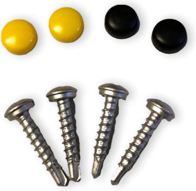 LB Tools Kentekenplaatschroeven set met gele en zwarte dopjes