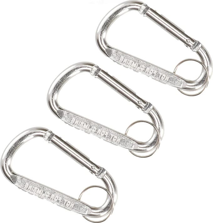 Karabijnhaak sleutelhanger - 3x - metaal zilver - 8 cm