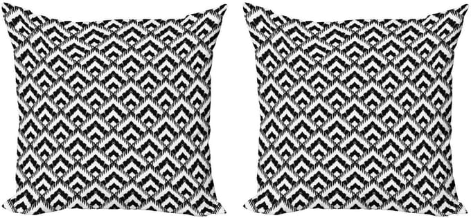 ABAKUHAUS Zwart-Wit Kussenhoes Set – 2x40x40 cm – Dubbelzijdig