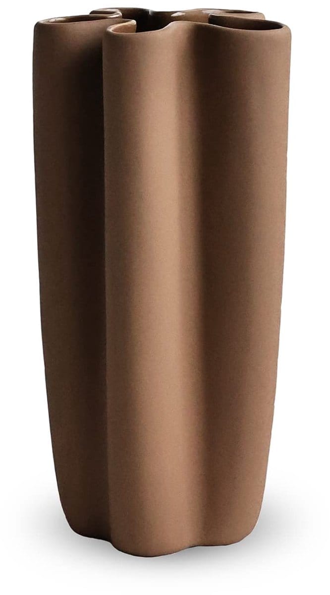 Vaas 30 cm hazelnut, keramiek, tulpenvaas, hazelnootkleur