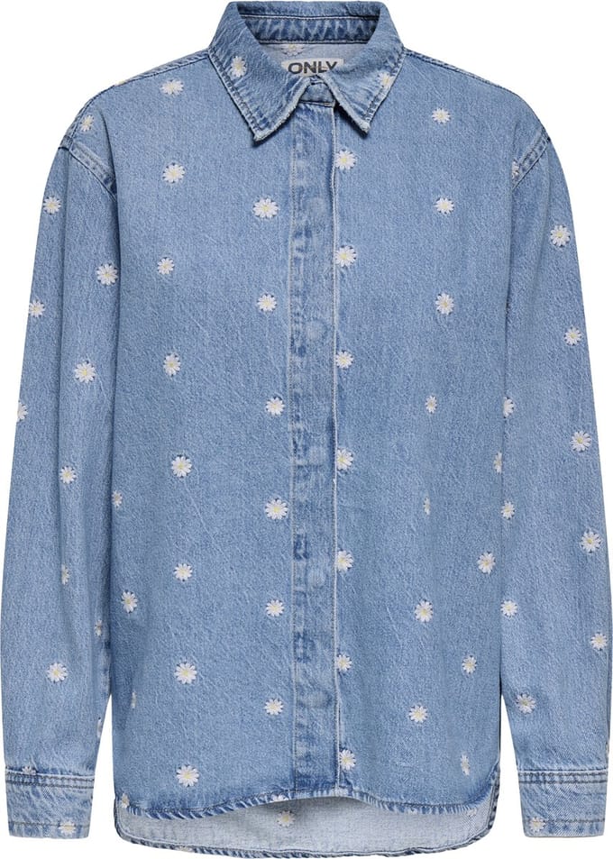 ONLY - ONLVERA L/S DAISY EMB SHIRT DNM AZG - Meisjes - Blouses
