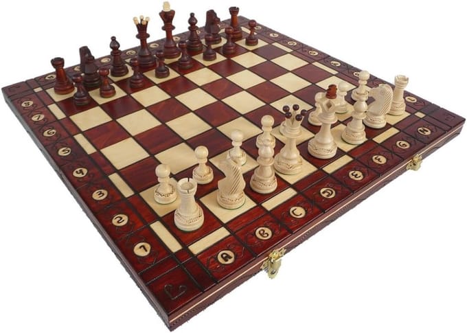 Houten Schaakspel 40 x 40 cm met Ingebouwd Patroon