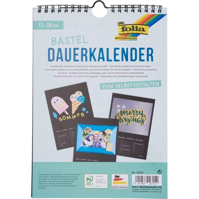 folia creatieve wandkalender, 170 x 240 mm, zwart
