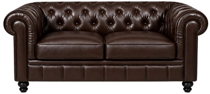 Chesterfield Bank - 2 Zits - Bruin mokka - Leer - Sofa
