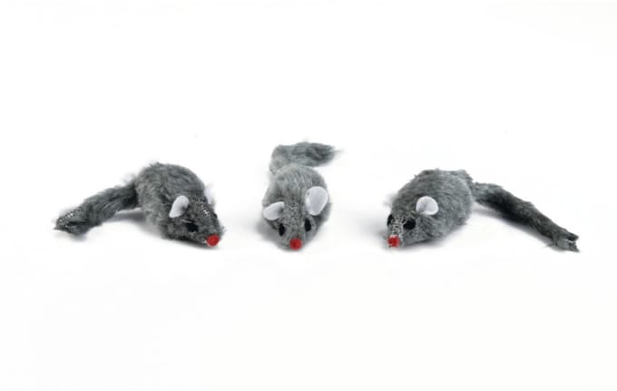 Plush muisje grijs - zakje 3st 5 cm