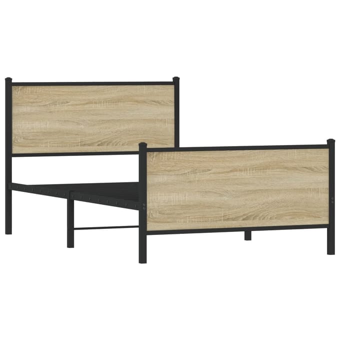vidaXL - Bedframe - zonder - matras - metaal - sonoma - eikenkleurig - 107x203 - cm