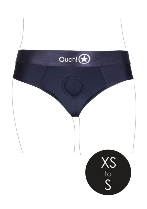 Ouch! by Shots - Vibrating Strap-on Thong with Removable Butt Straps - XS/S - Black