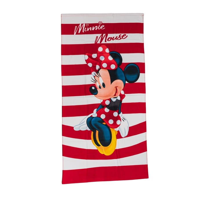 Minnie Mouse strandlaken wit rood 70 x 140 cm katoen