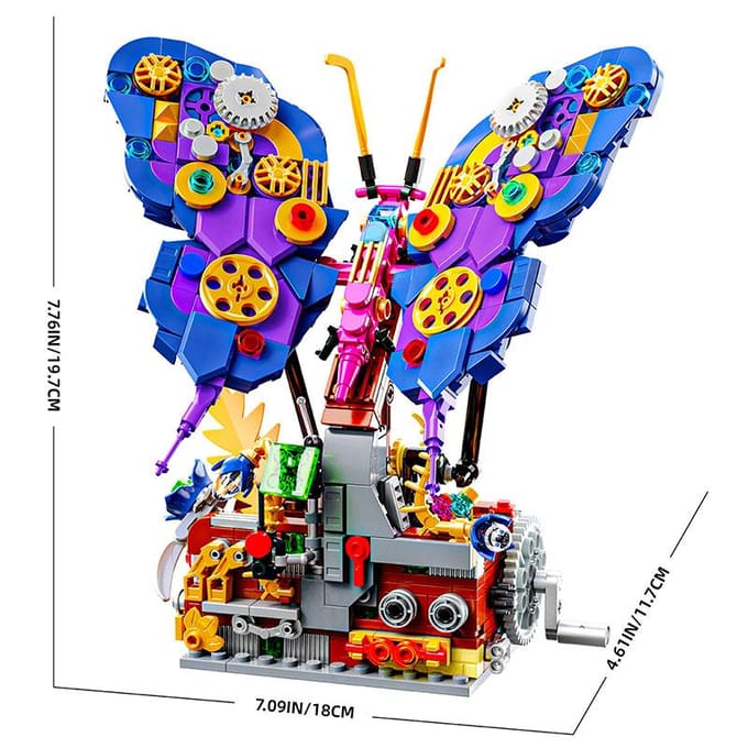 594 STUKS Mechanische Vlinder Blok Speelgoed Sets Assemblage Puzzel Constructible Bureau Kerstcadeaus blue