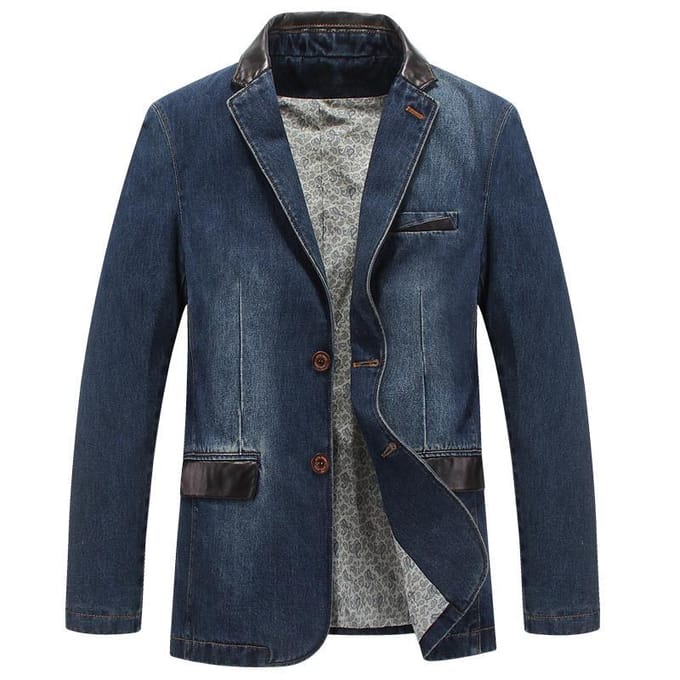 Heren Denim Pak Jas Herenkleding plus Maat Modieus Pak XXL gray