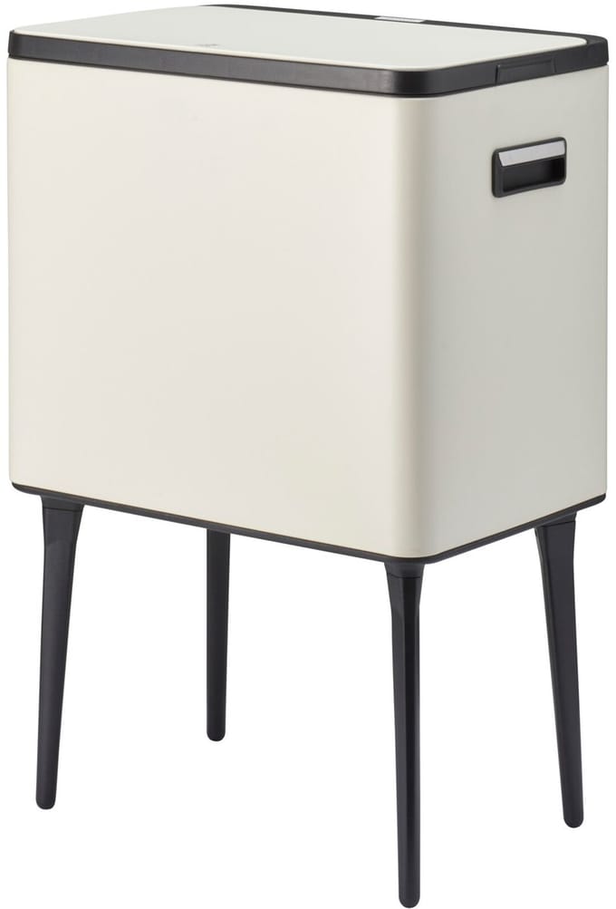 Home Styling Push Prullenbak op poten 35 liter - Creme