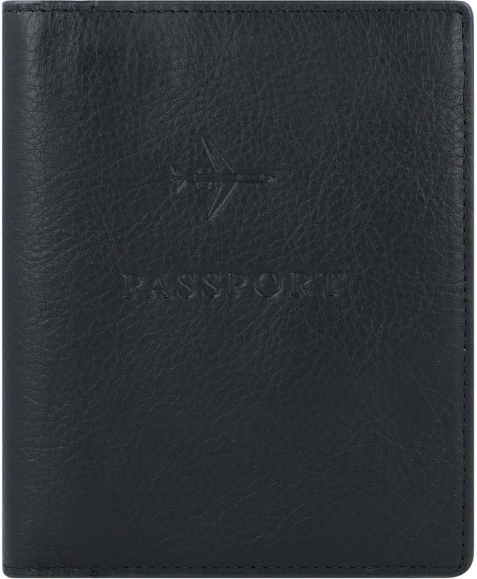 FOSSIL Leren Identiteitskaarthoesje Portemonnee Passport Case Black Zwart