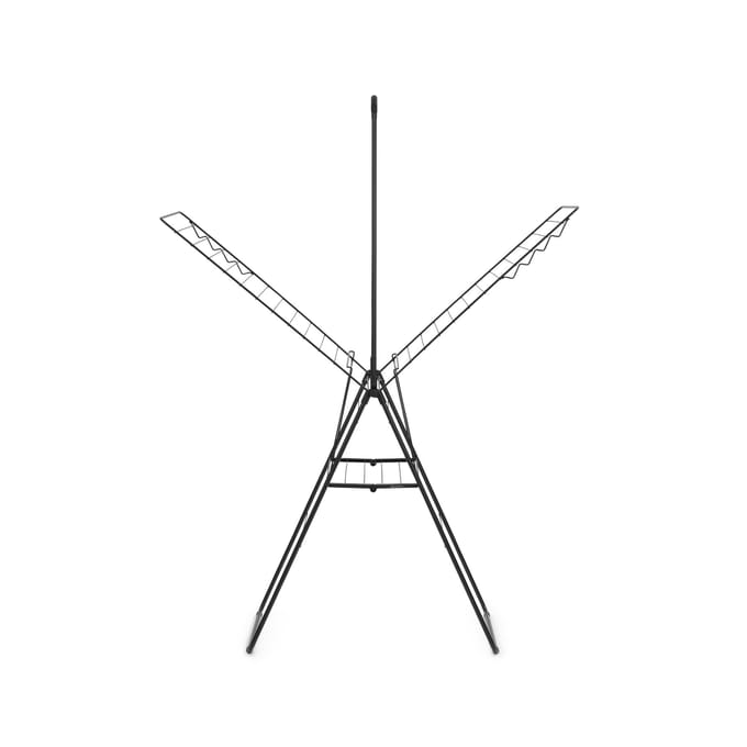 Brabantia HangOn Droogrek 25m - met Stang - Inklapbaar Wasrek - Matt Black