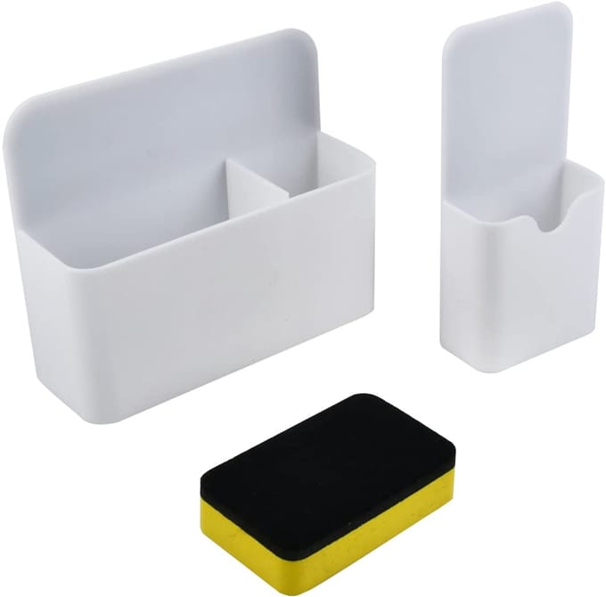 Magnetische whiteboard penhouder met spons, set van 2 voor kantoor en schoolgebruik