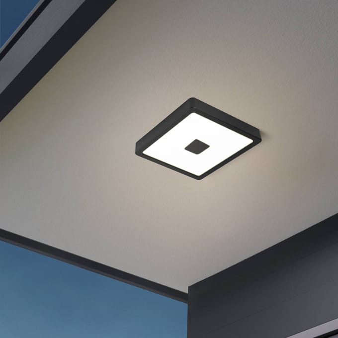 EGLO LED buiten plafondlamp Iphias 2, 21x21 cm, zwart
