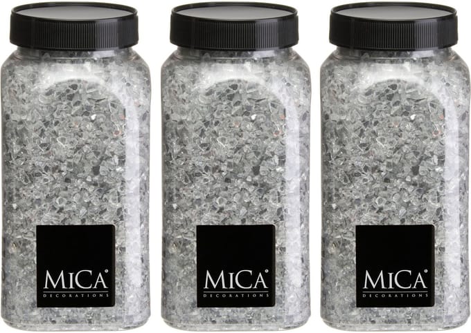 Mica Decorations decoratie stenen / granulaat - 3x - 650 ml - 1-2 mm - spiegel glas - siergrind