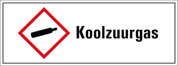 Koolzuurgas GHS tekststicker 200 x 75 mm