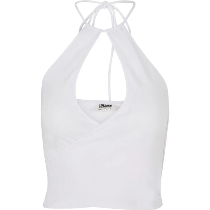 Urban Classics - Short Wrapped Neckholder Mouwloze top - 3XL - Wit