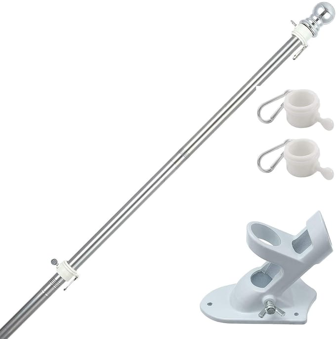 Mât de drapeau support en aluminium 180cm couleur argentée