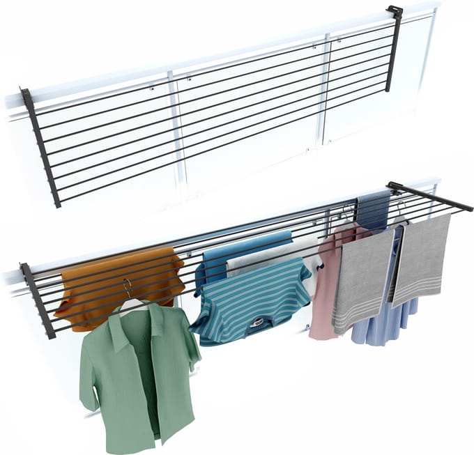 Foxydry Duo 202 cm balkon droogrek - antraciet - rechthoekige reling