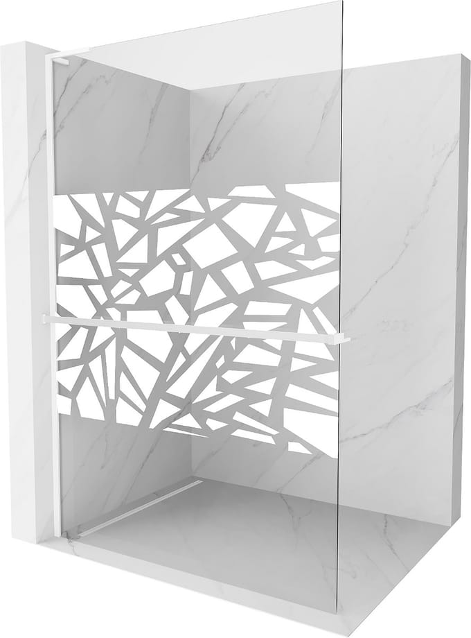 Mexen Kioto+ L Douchewand met plank Walk-in 80 x 200 , wit patroon, wit - 800-080-123-20-85