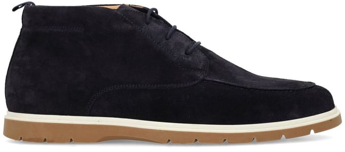 Manfield - Heren - Donkerblauwe suède veterschoenen - Maat 43
