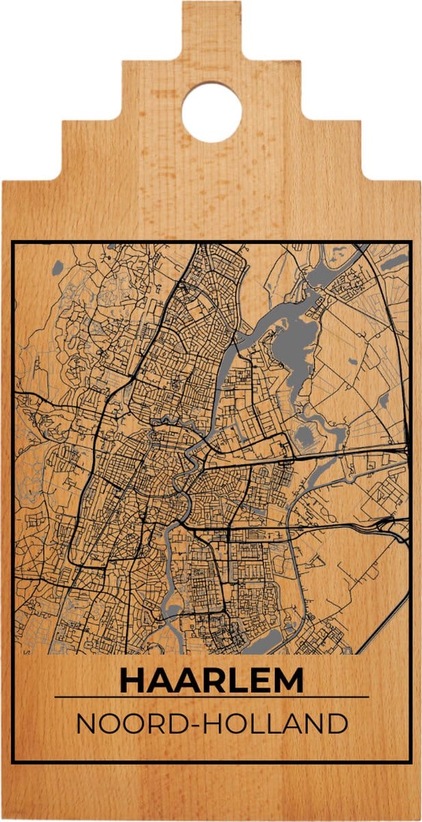 JM Woods - Borrelplank - Serveerplank - Hapjesplank - Kaasplank - Plattegrond - HAARLEM - Gepersonaliseerd - Cadeau tip!