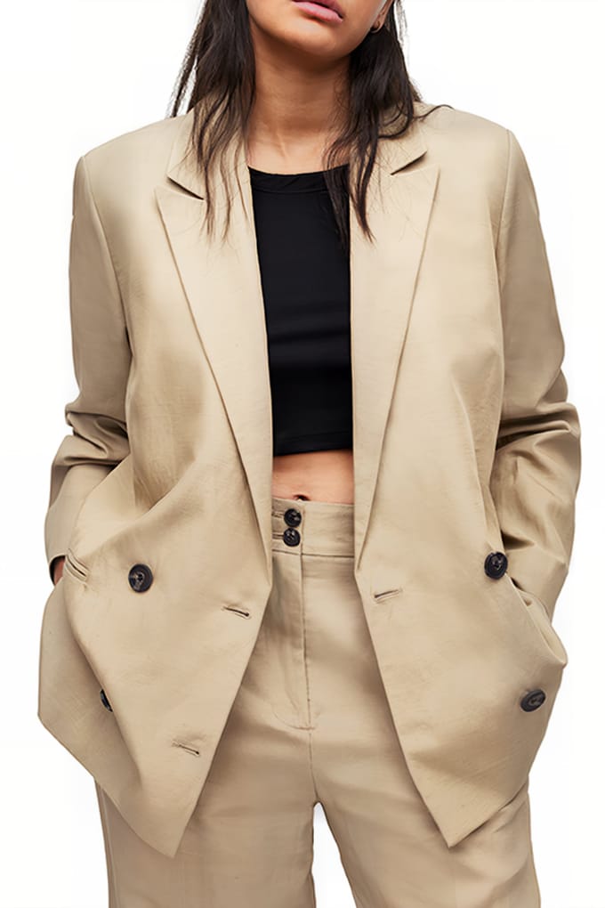 AllSaints Petra Blazer Light Beige Größe: 40 | Blazer Outlet | Damen | Braun